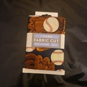 Baseball and Glove Print 100% Cotton Fabric 1 Yard Fabric Cut